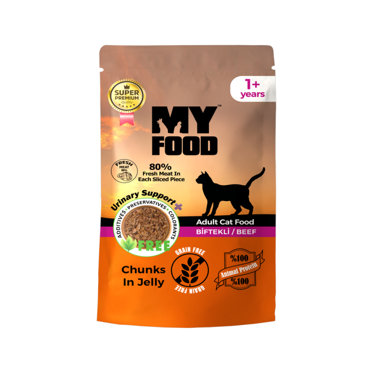 MyFood Yetişkin Kediler için Biftekli Chunks In Jelly Pouch Tam Yaş Mama